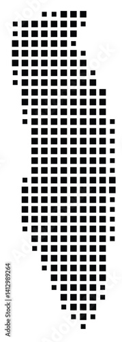 Abstract map of Bahrain showing the country with a pattern of black squares