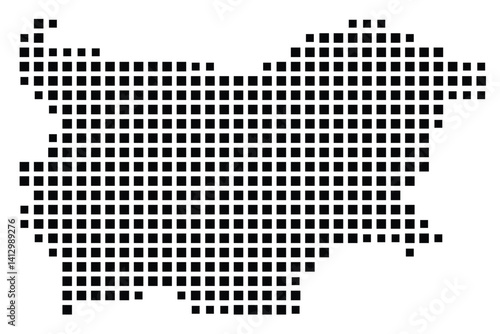 Abstract map of Bulgaria showing the country with a pattern of black squares