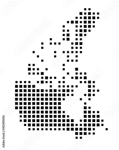 Abstract map of Canada showing the country with a pattern of black squares