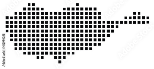 Abstract map of Cyprus showing the country with a pattern of black squares