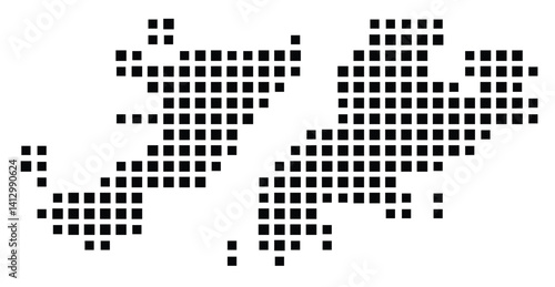 Abstract map of the Falkland Islands showing the country with a pattern of black squares