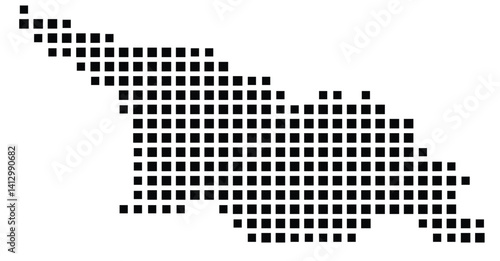 Abstract map of Georgia showing the country with a pattern of black squares