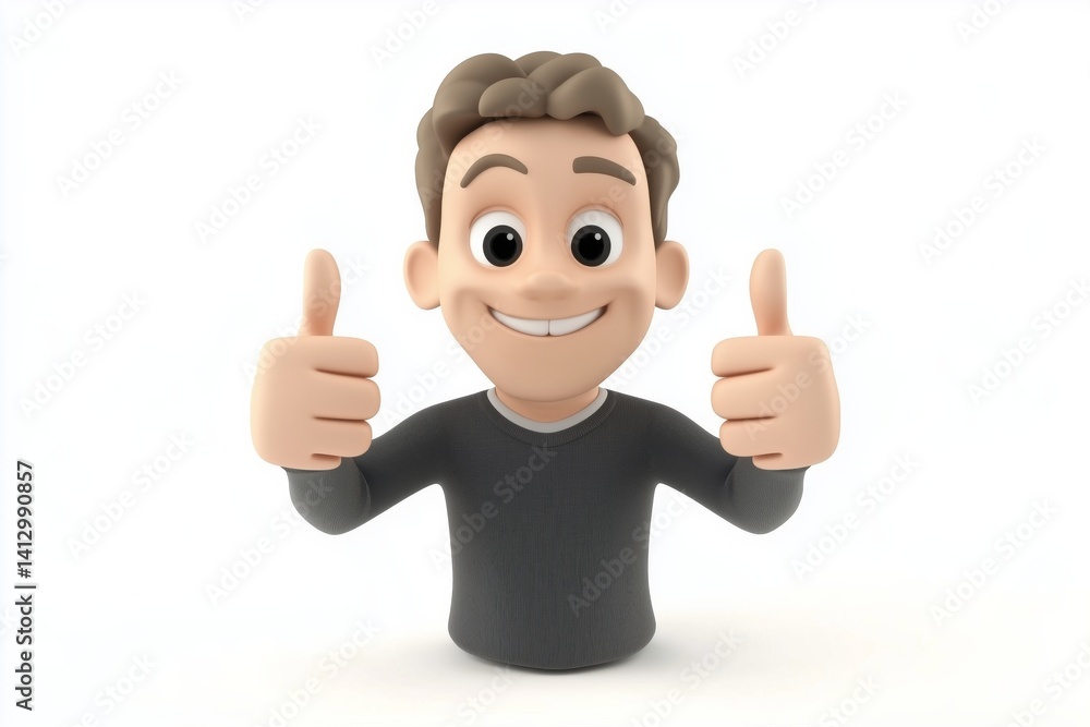 3d man showing thumbs up over white background 3d man showing thumbs up over white background