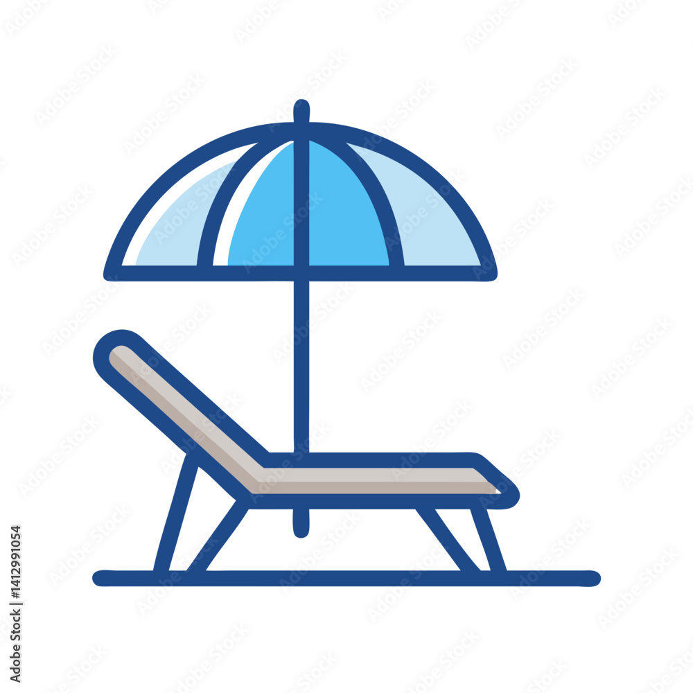 Beach Chair and Umbrella Icon Representing Relaxation Beach Chair and Umbrella Icon Representing Relaxation
