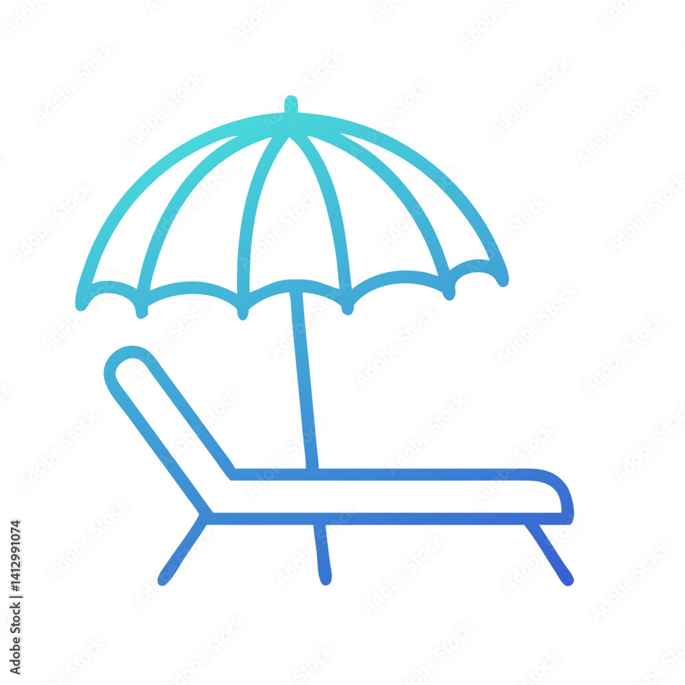 Beach Chair and Umbrella Icon Representing Relaxation Beach Chair and Umbrella Icon Representing Relaxation