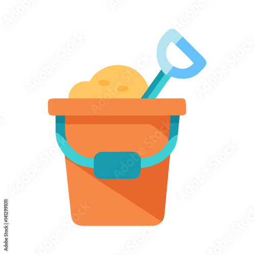 Beach Bucket Icon Representing Sand Play for Kids