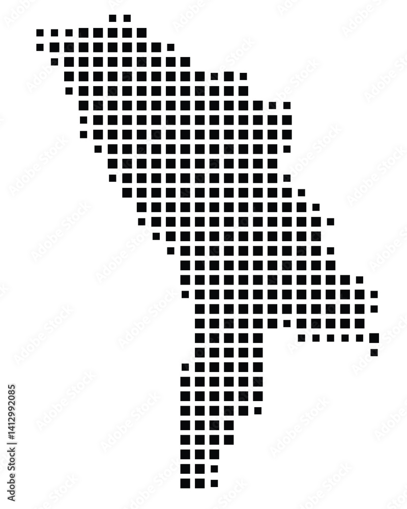 Fototapeta premium Abstract map of the Moldova showing the country with a pattern of black squares