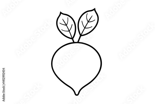 Beetroot or Radish with Leaves – Minimalist Vegetable Line Art Icon


