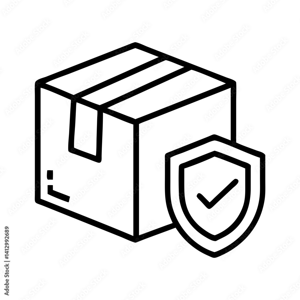 Box with Shield Icon Representing Secure Packaging Box with Shield Icon Representing Secure Packaging