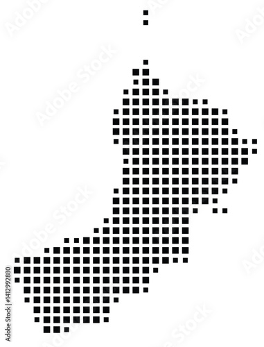 Abstract map of Oman showing the country with a pattern of black squares