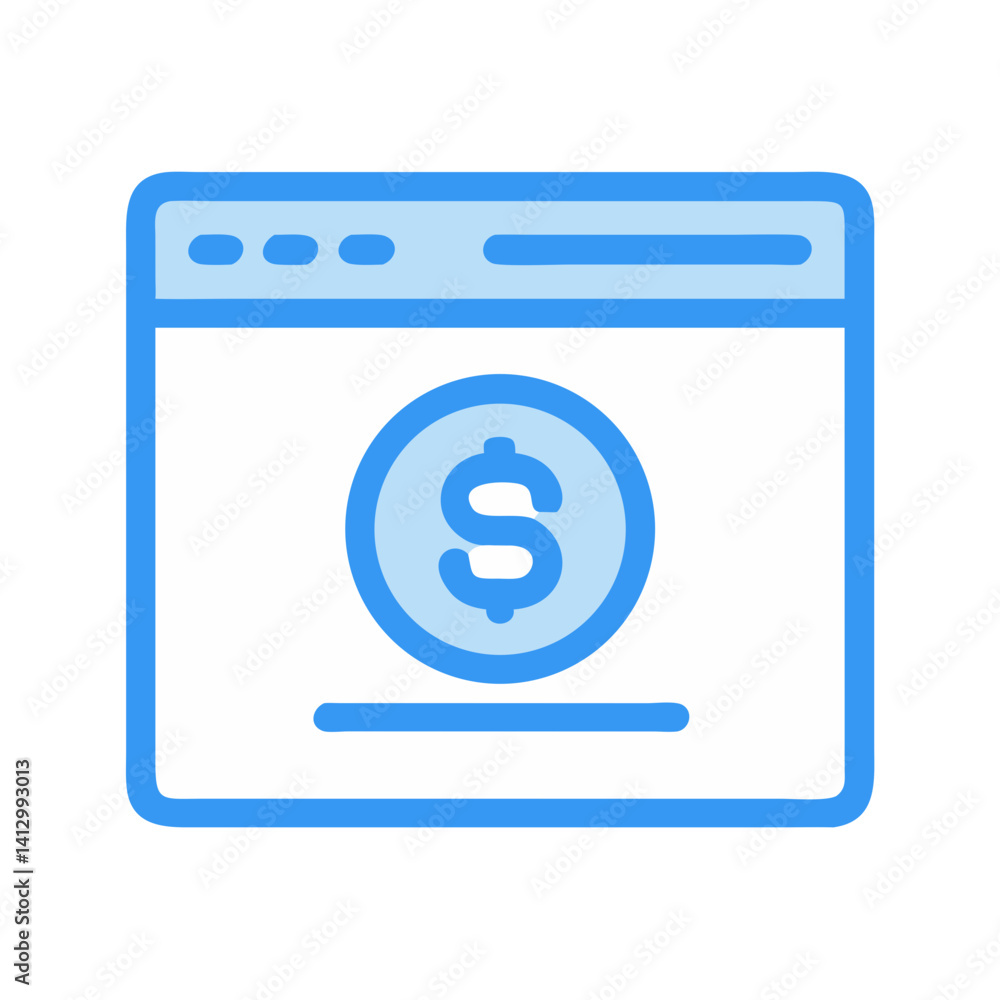 Browser with Dollar Icon Representing Online Payment Browser with Dollar Icon Representing Online Payment
