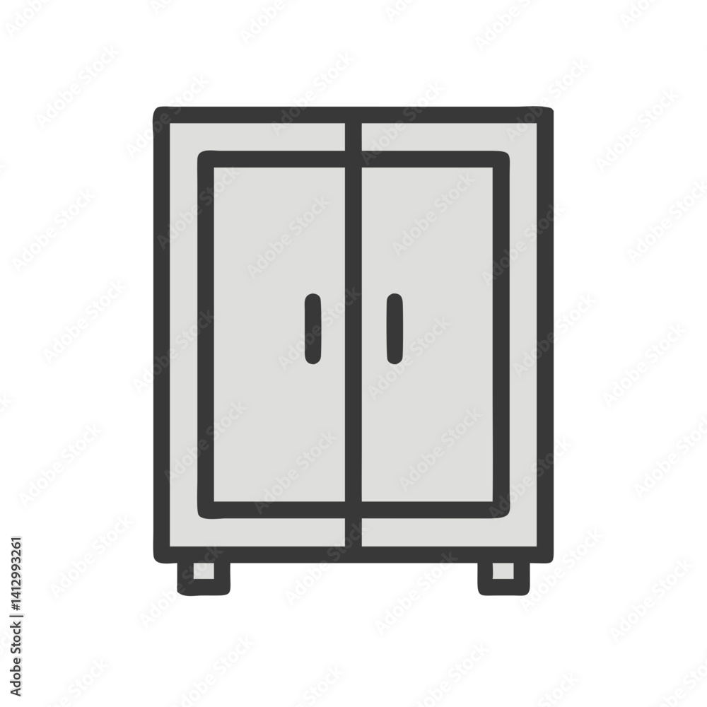Cabinet Icon Representing Dual-Door Storage Cabinet Icon Representing Dual-Door Storage