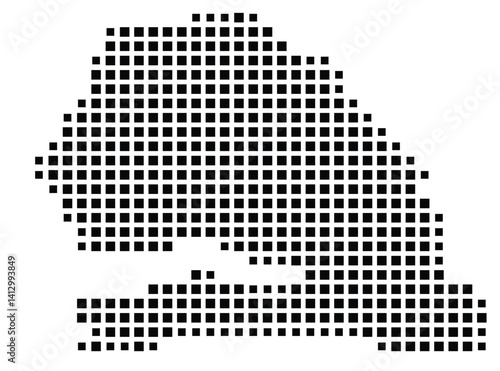 Abstract map of Senegal showing the country with a pattern of black squares