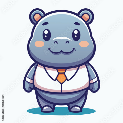 Cute hippo in a suit