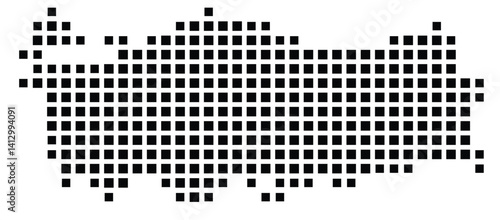 Abstract map of Turkey showing the country with a pattern of black squares