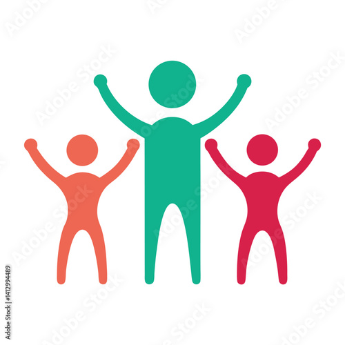 people celebrating icon silhouette white background