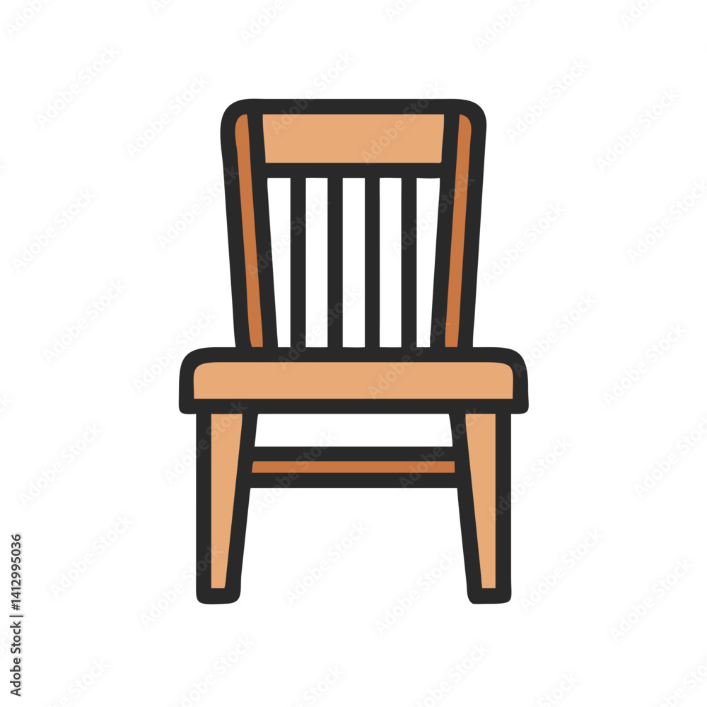 Chair Icon Representing Simple Wooden Seating Chair Icon Representing Simple Wooden Seating