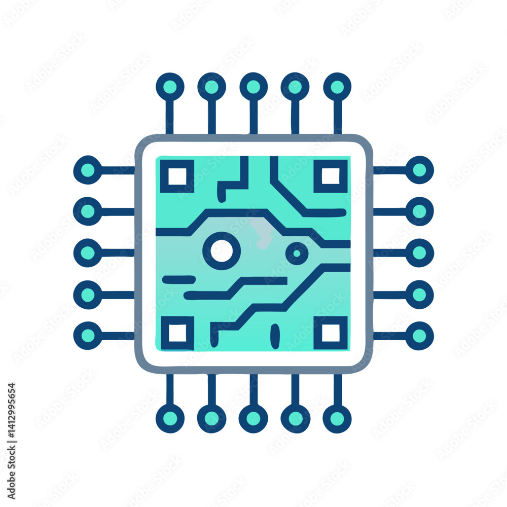 Circuit Board Icon Representing Technology