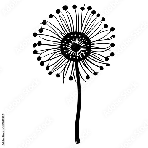 A Minimalist Silhouette of Dandelion Artwork