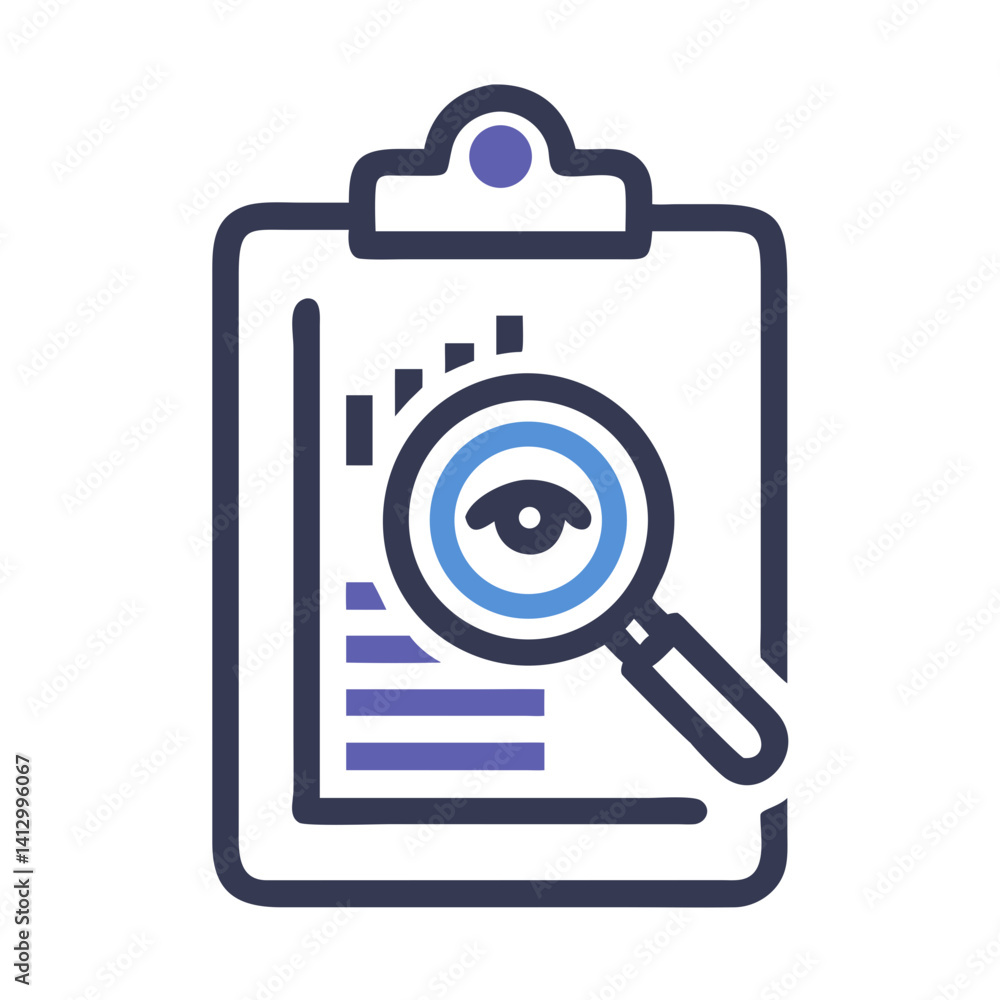 Clipboard with Magnifying Glass Icon Representing Document Review Clipboard with Magnifying Glass Icon Representing Document Review