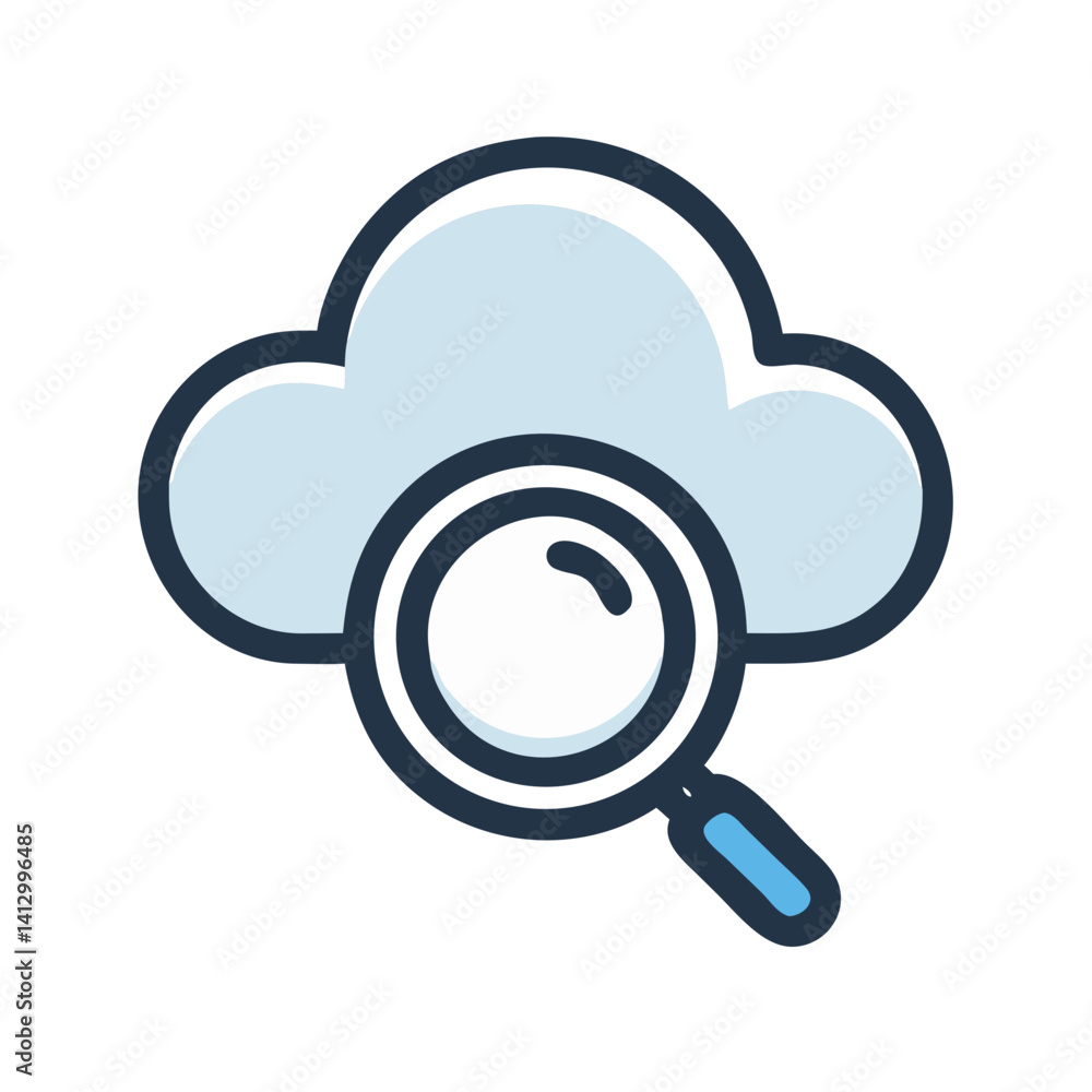 Cloud Search Icon Representing Online File Lookup Cloud Search Icon Representing Online File Lookup
