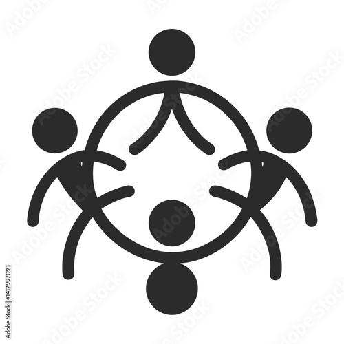 joining hands icon silhouette white background