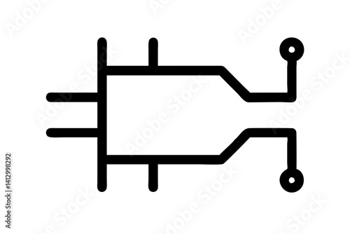 Computer Chip Line Art – Circuit Board & Semiconductor Vector Illustration

