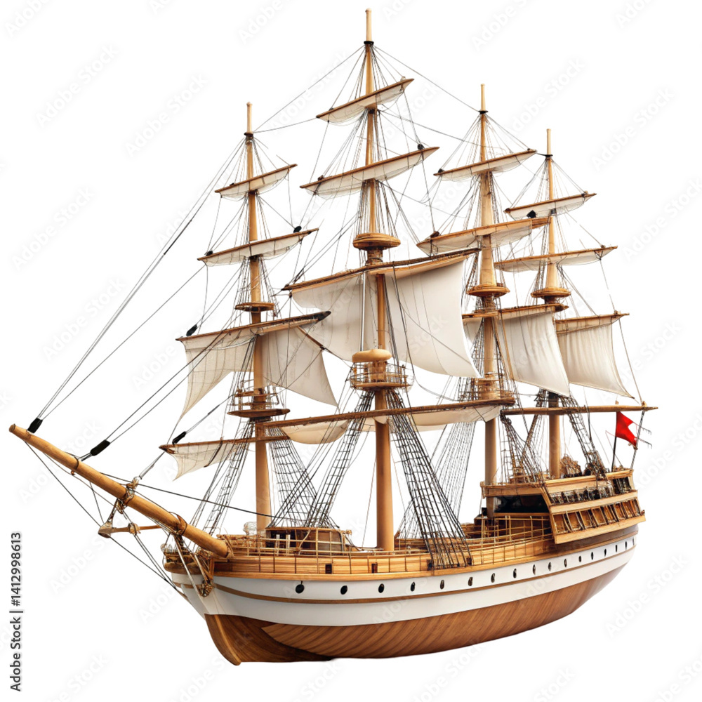 Fototapeta premium sailing ship isolated on white