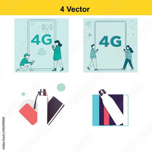 Vector illustration showcases business people icons, a set of shopping icons, and family pictograms