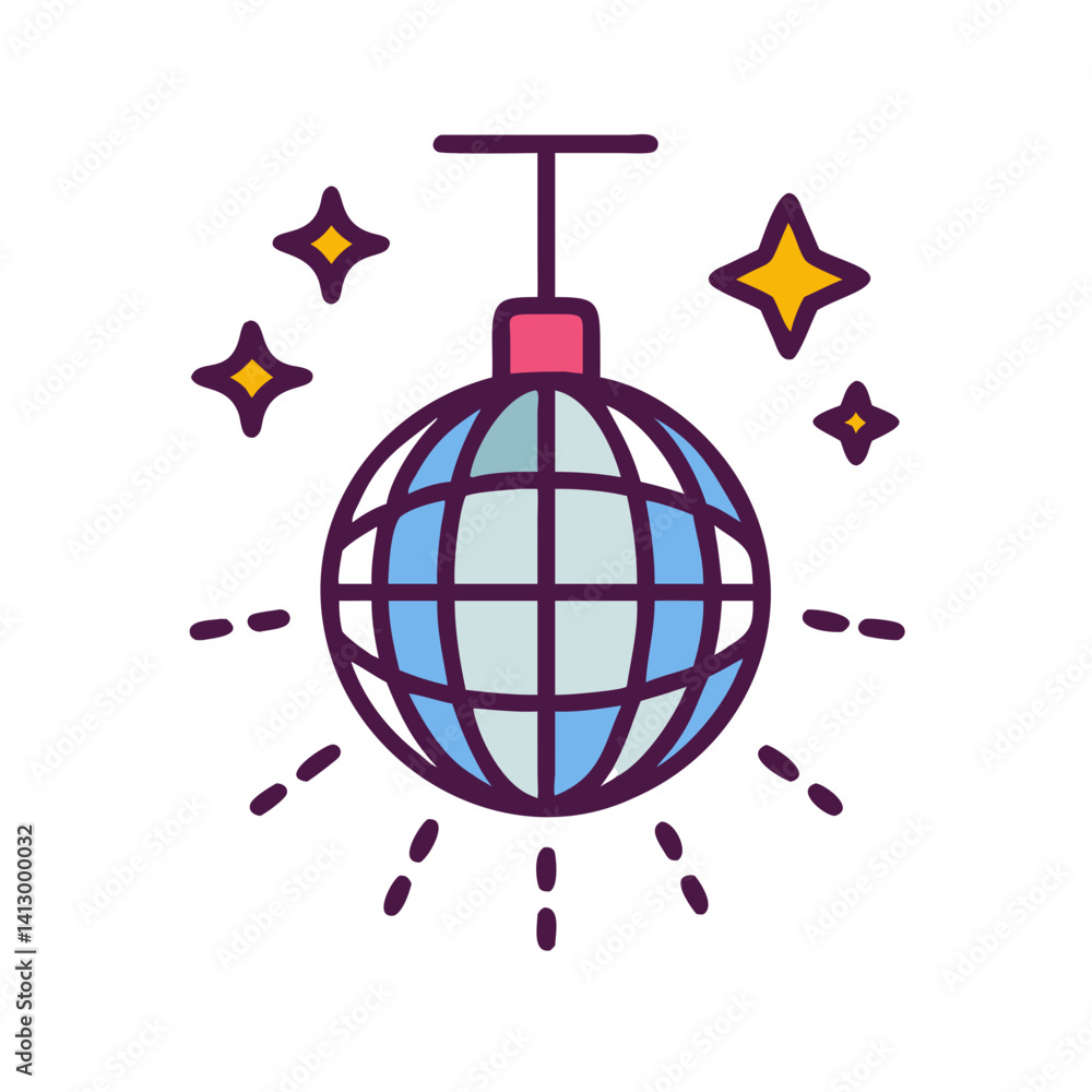 Disco Ball Icon Representing Dance Floor Lighting Disco Ball Icon Representing Dance Floor Lighting