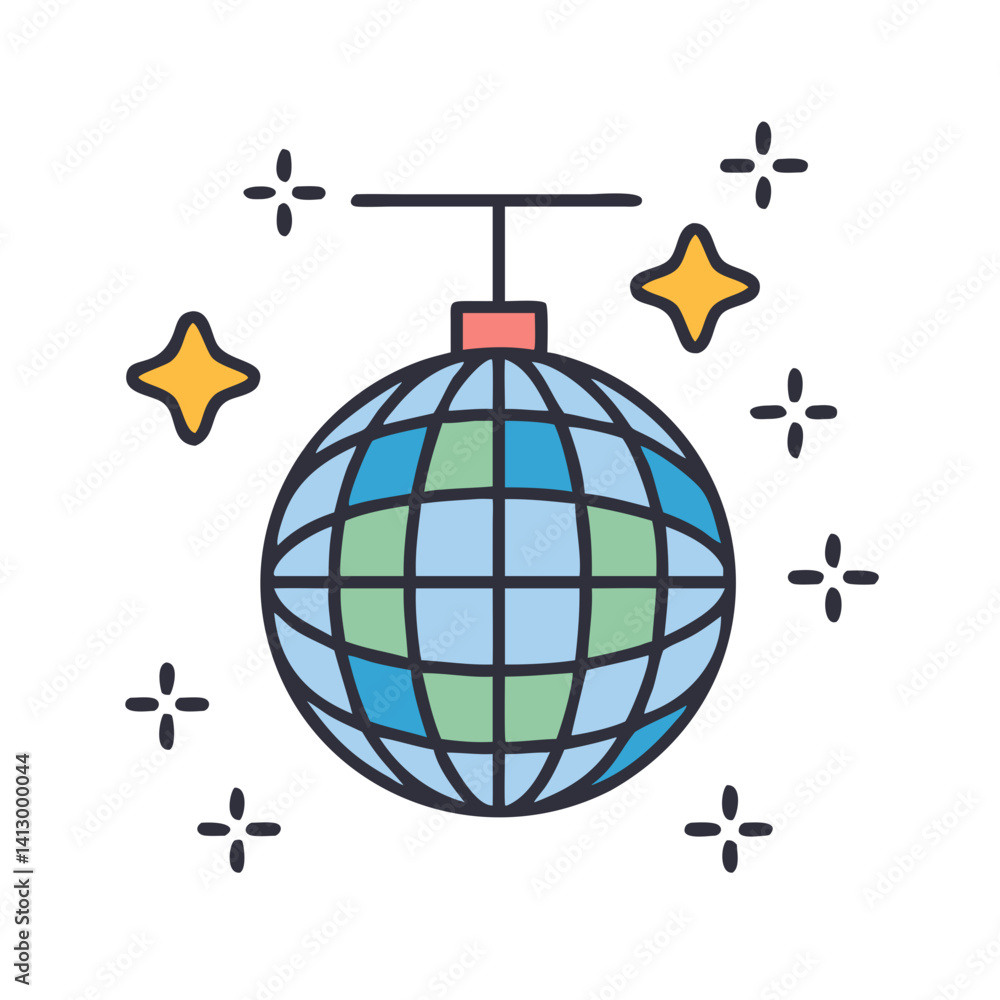 Disco Ball Icon Representing Dance Floor Lighting Disco Ball Icon Representing Dance Floor Lighting