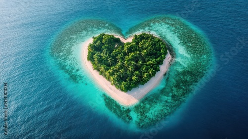 Obraz na płótnie Pristine Tropical Paradise Island With Palm Trees And White Sand Beach Surrounded By Crystal Clear Turquoise Waters w salonie