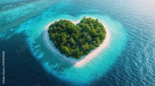 Obraz na płótnie Pristine Tropical Paradise Island With Palm Trees And White Sand Beach Surrounded By Crystal Clear Turquoise Waters w salonie