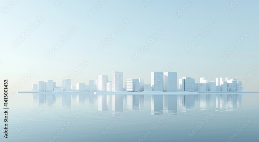 Fototapeta premium Modern minimalist architecture on the water