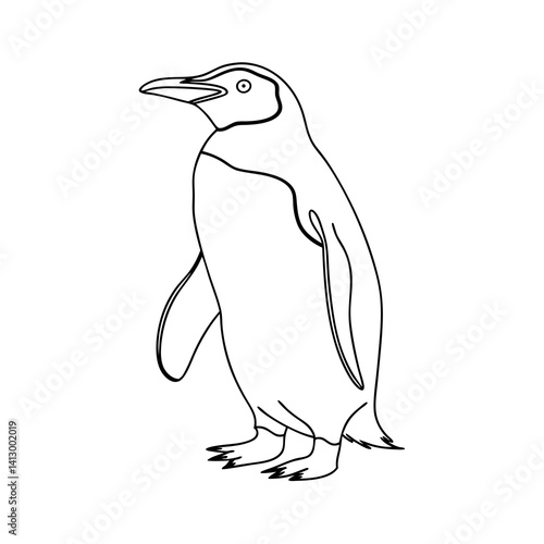 penguin linear drawing 
