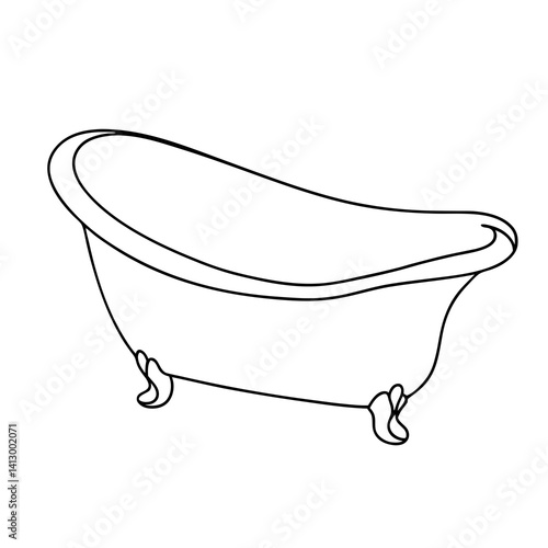 bathtub linear drawing isolated 
