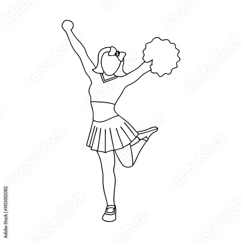 cheerleader linear drawing 
