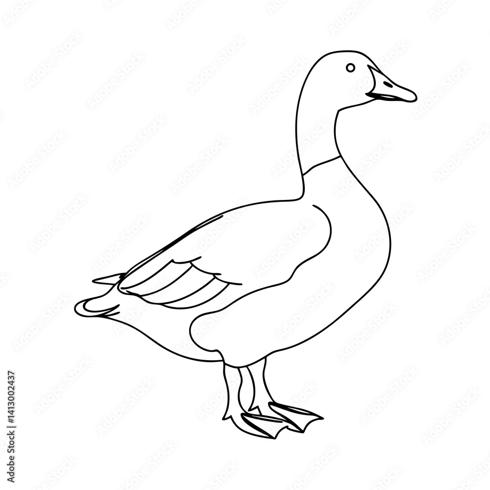 Obraz premium goose linear drawing on transparent background 