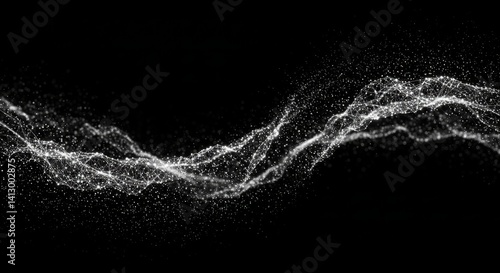 Wallpaper Mural Glowing Wave with Connected Dots - Abstract wave, glowing particles, connection, network, flowing data. Symbolizing technology, innovation, connectivity, future, and progress Torontodigital.ca