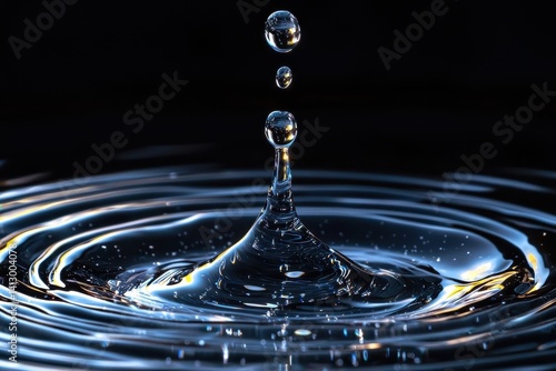 Obraz na płótnie Suspended Water Droplets Collection Against Deep Black Background With Dynamic Light Reflections Creating Abstract Patterns w salonie