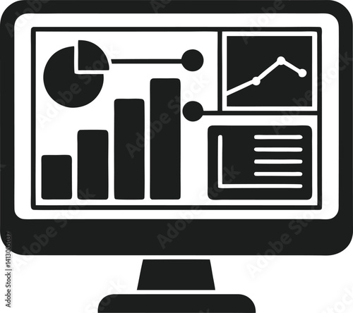Charts and Graphs on Monitor Vector Icon