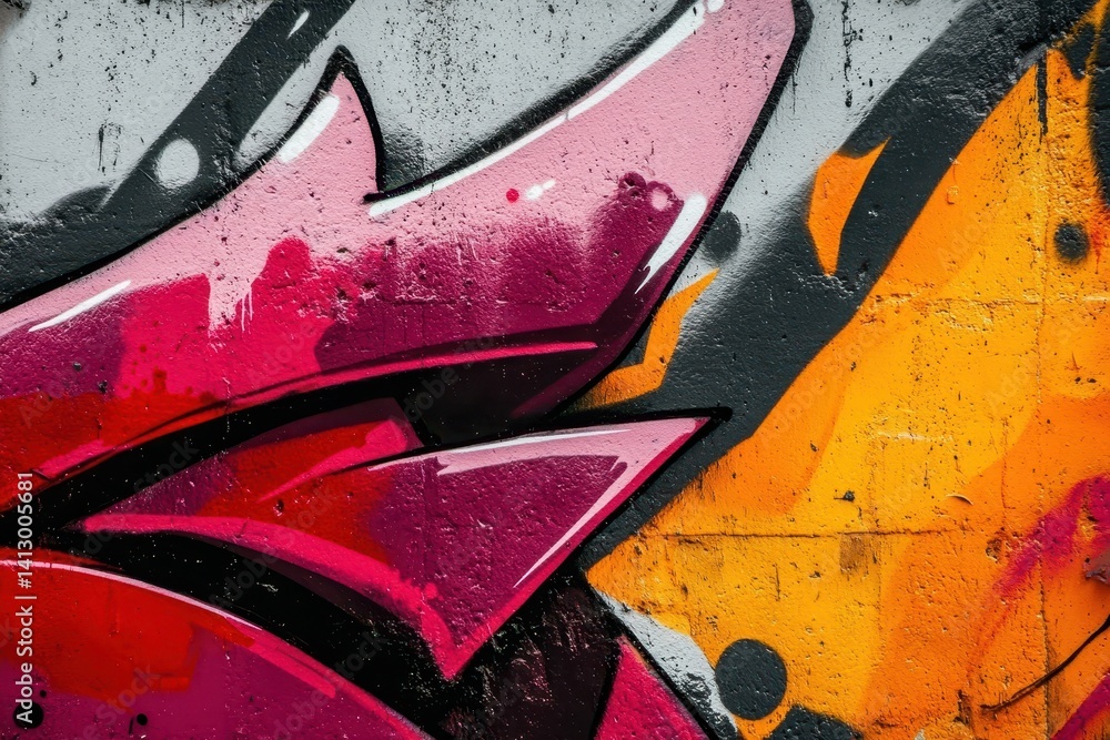 Urban Art Expression Through Dynamic Color Splashes and Typography Creating Contemporary Street Culture Statement on Concrete Wall