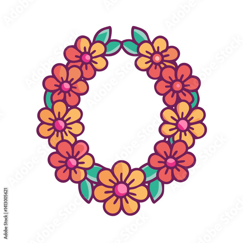 Flower Lei Icon Representing a Hawaiian or Tropical Celebration