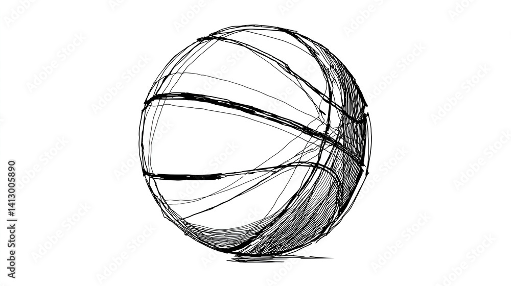 Obraz premium Basketball Illustration Sketch: Line Art Design for Active Lifestyle and Youth Basketball Competitions