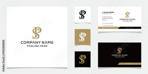Creative letter SP PS serif font logo design vector template