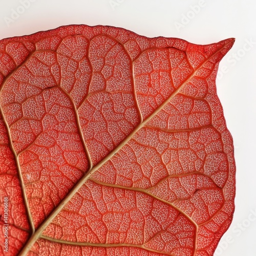 Obraz na płótnie Vibrant Red Sugar Maple Leaf Isolated on Pure White Background with Detailed Veining and Natural Texture w salonie