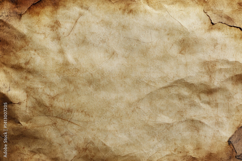 Vintage Weathered Ancient Manuscript Paper Background with Distressed Edges and Sepia Tones Perfect for Historical Documents and Antique Designs