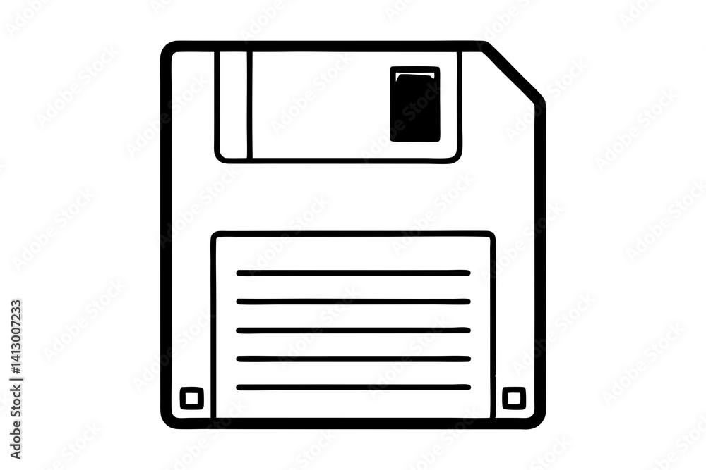 Minimalist Line Art of Floppy Disk – Save Icon for Apps & Web Design
Minimalist Line Art of Floppy Disk – Save Icon for Apps & Web Design