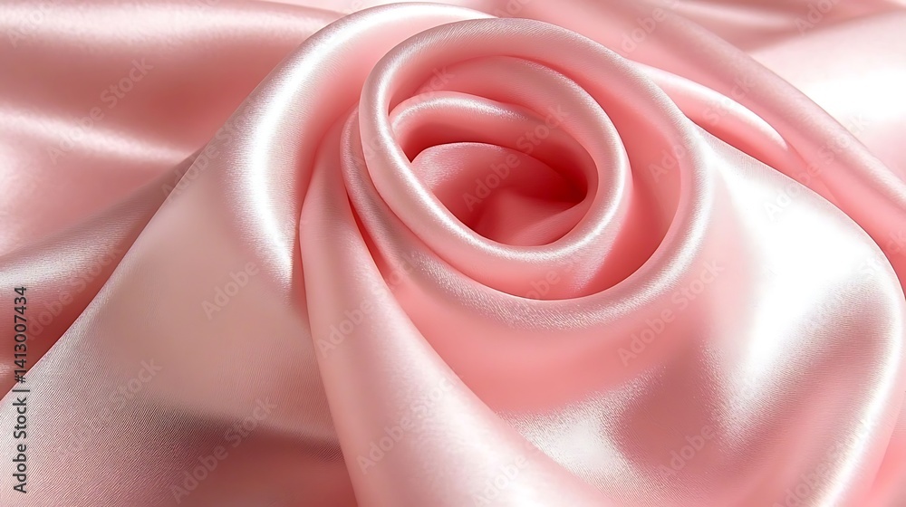 Obraz premium Elegant rose pink satin fabric folded in a soft, flower-like shape texture