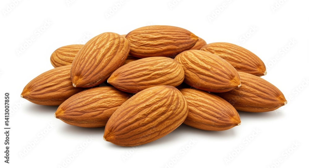 Heap of Almonds Isolated on White Background - A pile of almonds, showcasing their texture and natural color. Healthy snack, nutritious, delicious, energy boost, natural food Heap of Almonds Isolated on White Background - A pile of almonds, showcasing their texture and natural color. Healthy snack, nutritious, delicious, energy boost, natural food